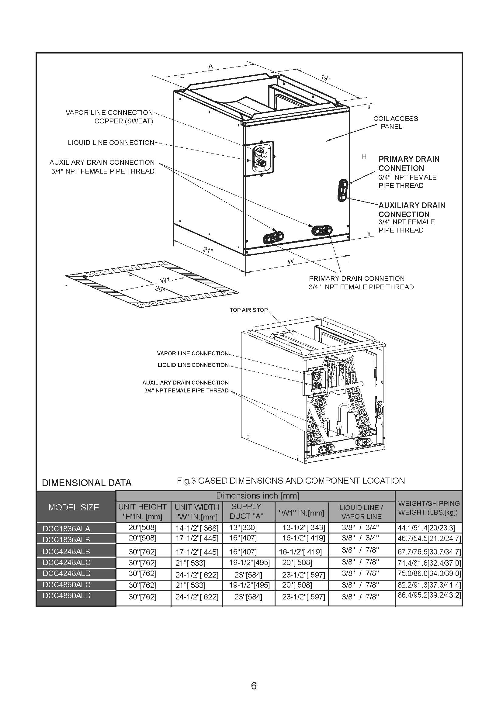 1.5 - 3 Ton DiamondAir Multi-Positional Cased Coil DCC1836ALA (T)